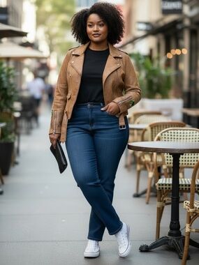 Dex Tan Faux Suede Moto Bomber Jacket